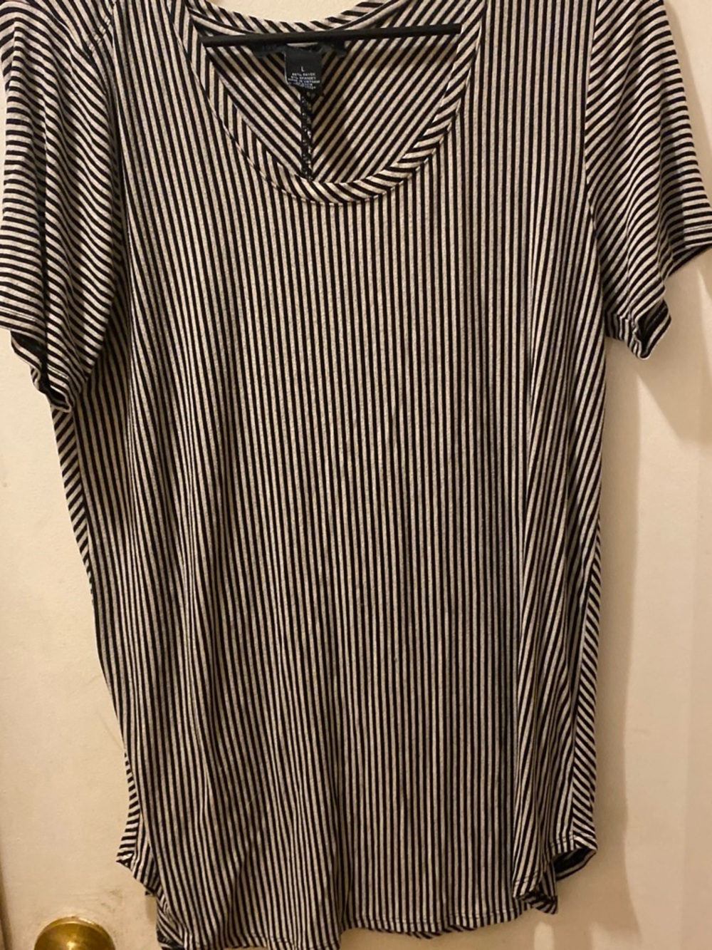 Joan Vass Black and White Striped Tee